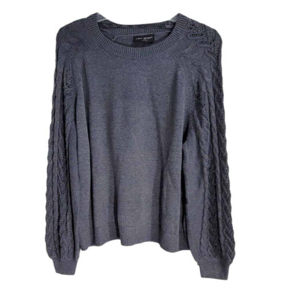 Lane Bryant Womens Gray Long-Sleeve Crew‎ Neck Pointelle Pullover Size 26/28 NWT